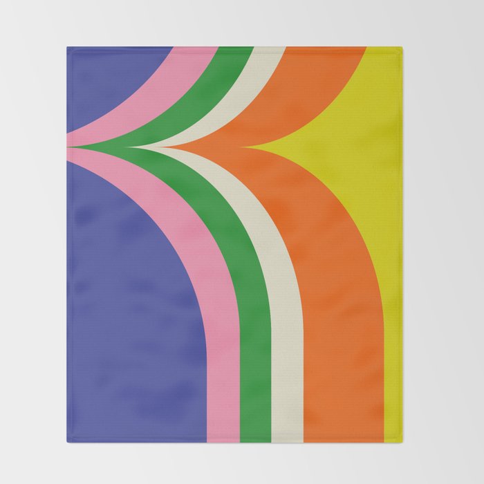 Fun Bold Colorful Retro Curves Abstract Throw Blanket Gallery Image 2