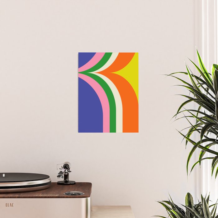 Fun Bold Colorful Retro Curves Abstract Poster Gallery Image 2