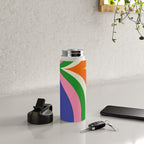 Fun Bold Colorful Retro Curves Abstract Water Bottle Gallery Image 4