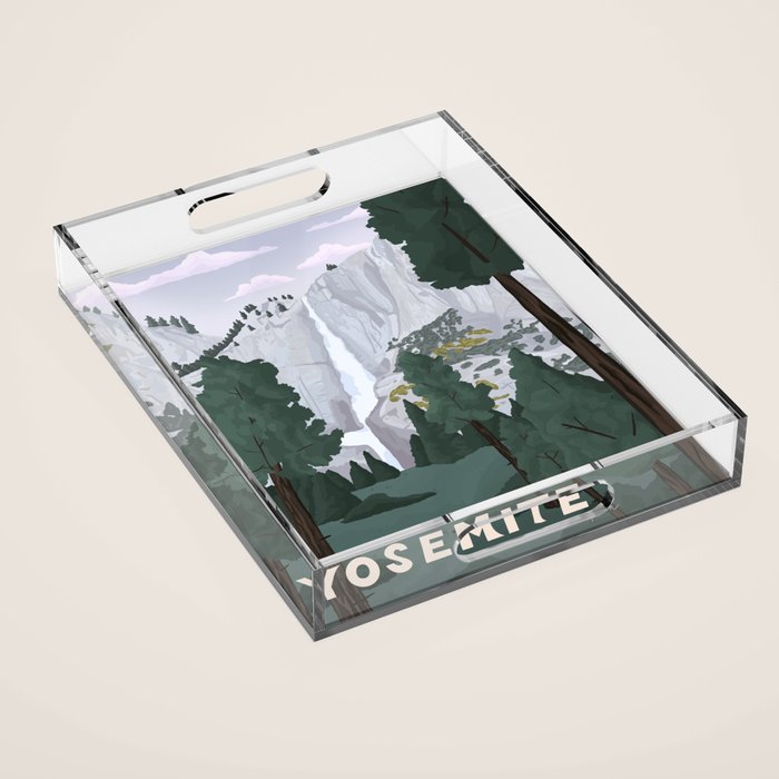 Yosemite National Park, Yosemite Falls, Waterfall, California Parks Acrylic Tray Gallery Image 1