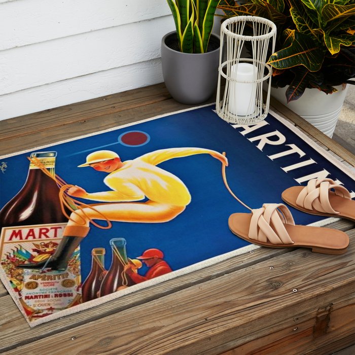 Vintage Martini and Rossi Sparkling Wine Vermouth Advertisement Poster Outdoor Rug Gallery Image 2