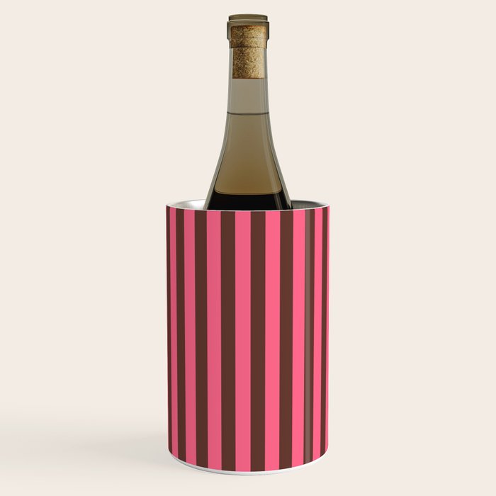 Narrow Stripes Vertical Pattern in Pink and Brown Wine Chiller Gallery Image 2