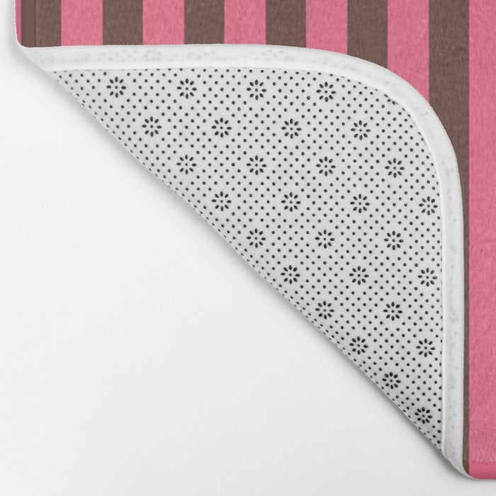 Narrow Stripes Vertical Pattern in Pink and Brown Bath Mat Gallery Image 2