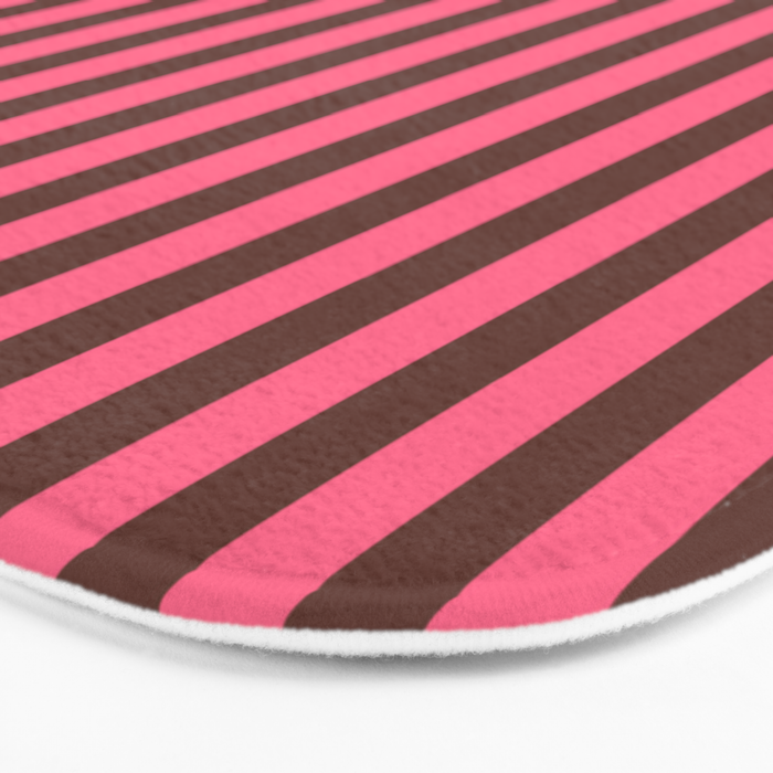 Narrow Stripes Vertical Pattern in Pink and Brown Bath Mat Gallery Image 3