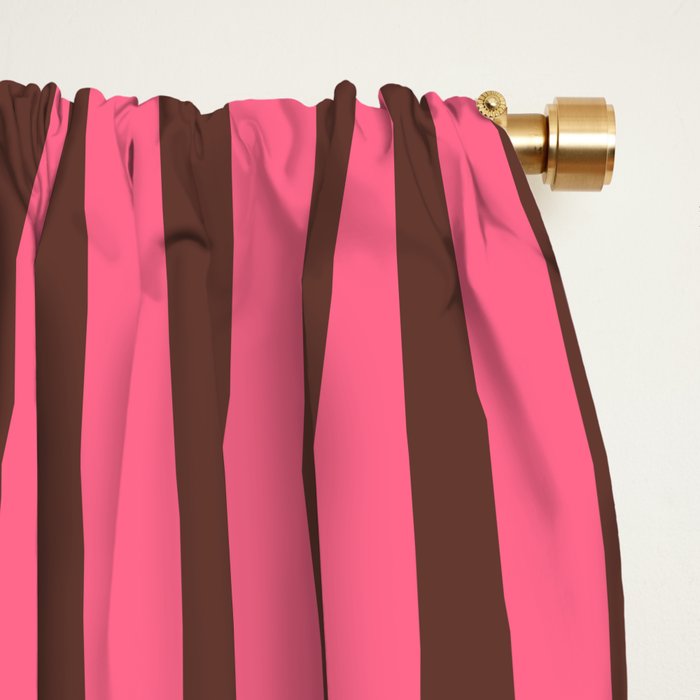 Narrow Stripes Vertical Pattern in Pink and Brown Window Curtain Gallery Image 2