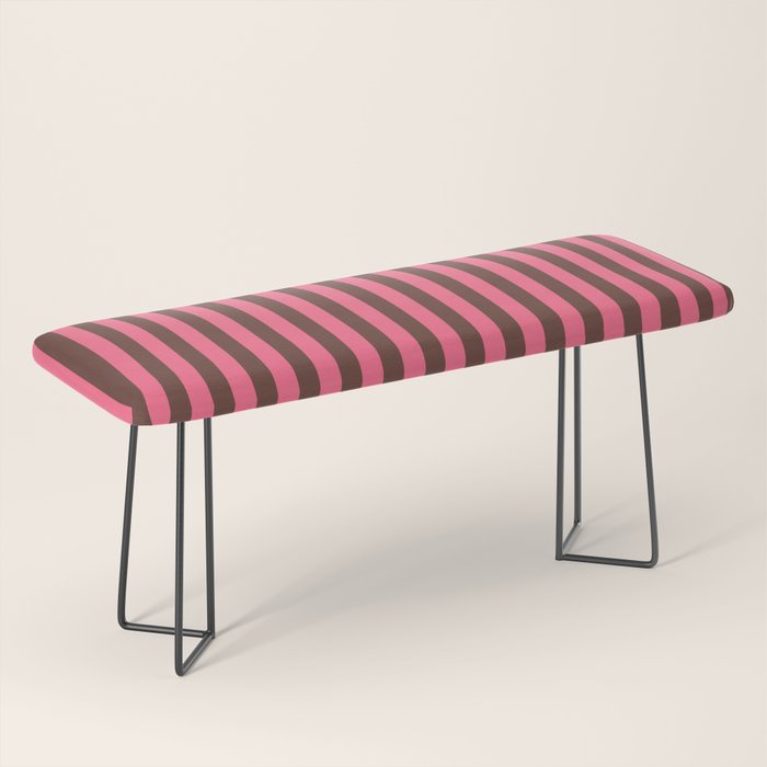 Narrow Stripes Vertical Pattern in Pink and Brown Bench Gallery Image 1