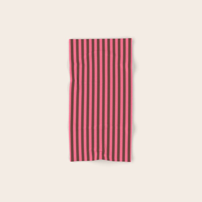 Narrow Stripes Vertical Pattern in Pink and Brown Bath Towel Gallery Image 1