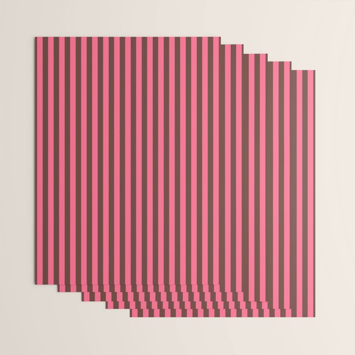 Narrow Stripes Vertical Pattern in Pink and Brown Wrapping Paper Gallery Image 3