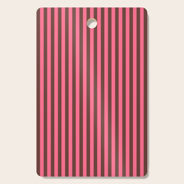 Narrow Stripes Vertical Pattern in Pink and Brown Cutting Board Gallery Image 1