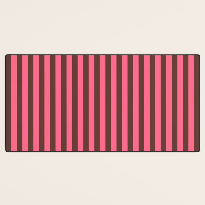 Narrow Stripes Vertical Pattern in Pink and Brown Desk Mat Gallery Image 3