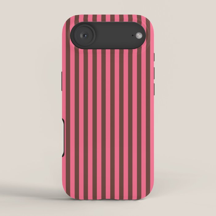 Narrow Stripes Vertical Pattern in Pink and Brown iPhone Case Gallery Image 2