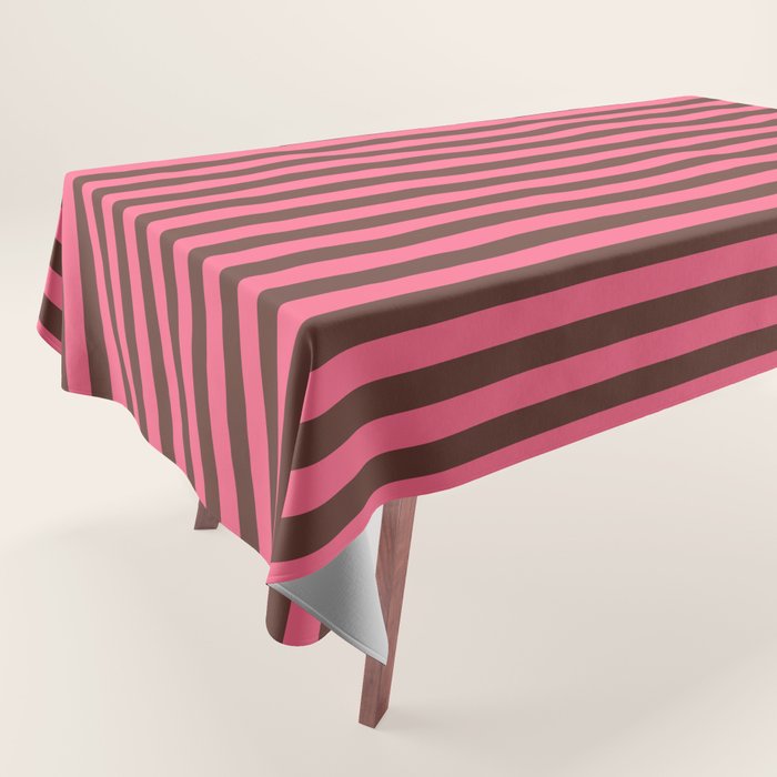 Narrow Stripes Vertical Pattern in Pink and Brown Tablecloth Gallery Image 1