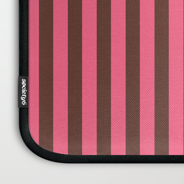 Narrow Stripes Vertical Pattern in Pink and Brown Laptop Sleeve Gallery Image 3