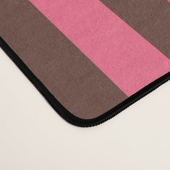 Narrow Stripes Vertical Pattern in Pink and Brown Desk Mat Gallery Image 4