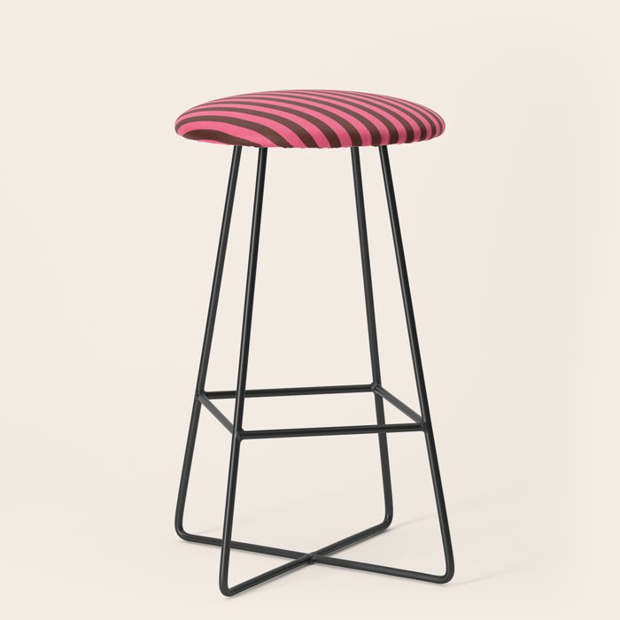 Narrow Stripes Vertical Pattern in Pink and Brown Stool Gallery Image 1