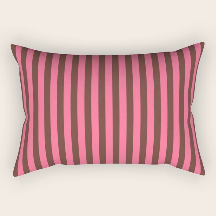 Narrow Stripes Vertical Pattern in Pink and Brown Rectangular Pillow Gallery Image 1