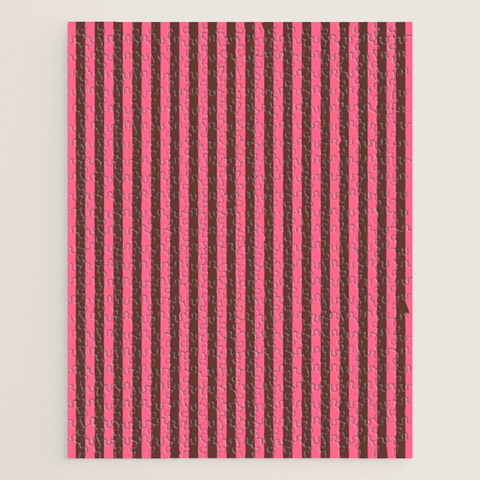 Narrow Stripes Vertical Pattern in Pink and Brown Jigsaw Puzzle Gallery Image 1
