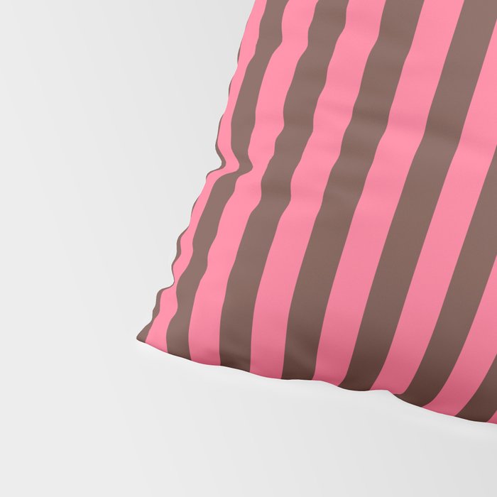 Narrow Stripes Vertical Pattern in Pink and Brown Pillow Sham Gallery Image 4