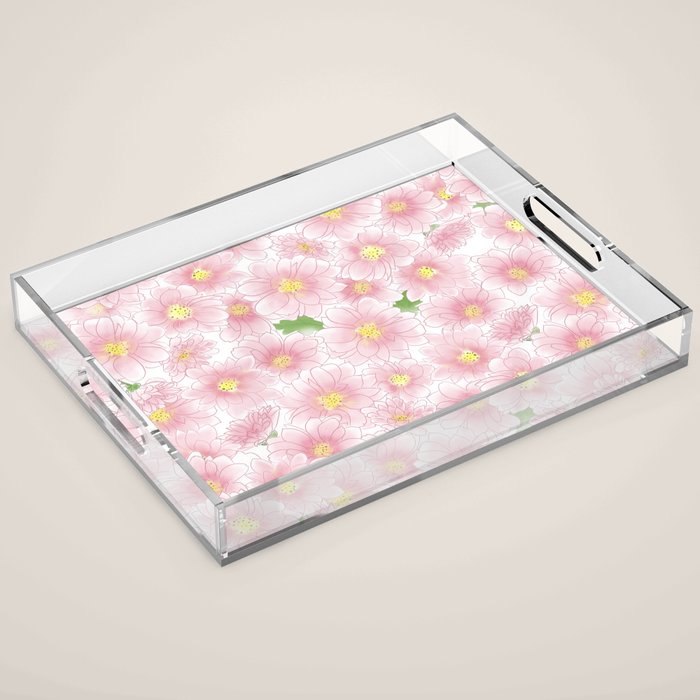 Chrysanthemum Watercolor  Acrylic Tray Gallery Image 1