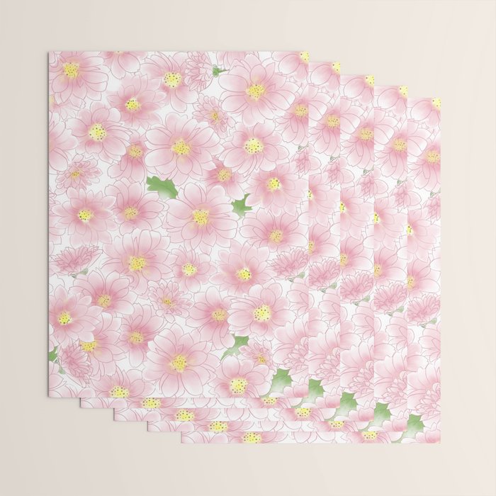 Chrysanthemum Watercolor  Wrapping Paper Gallery Image 3