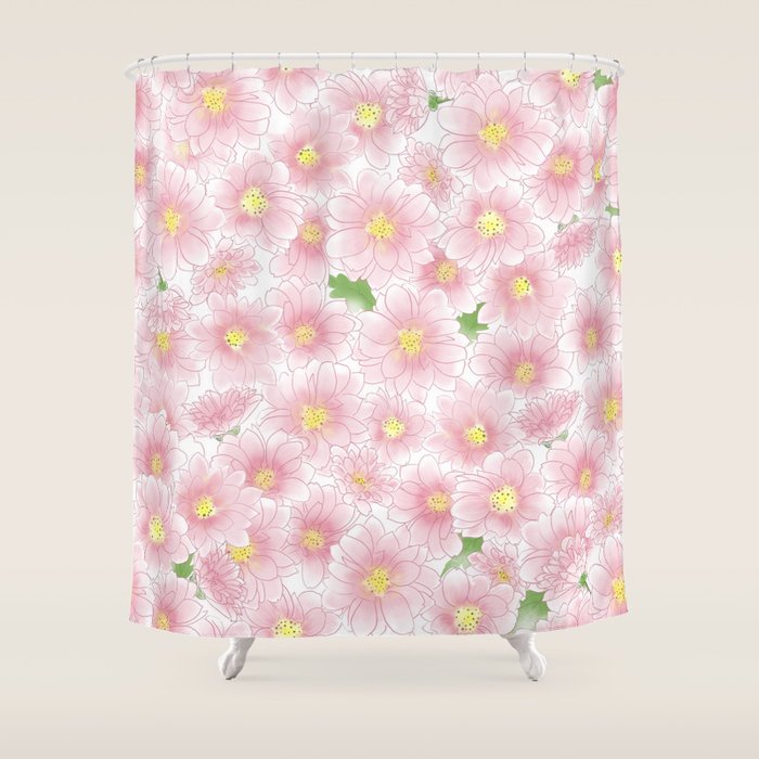 Chrysanthemum Watercolor  Shower Curtain Gallery Image 1