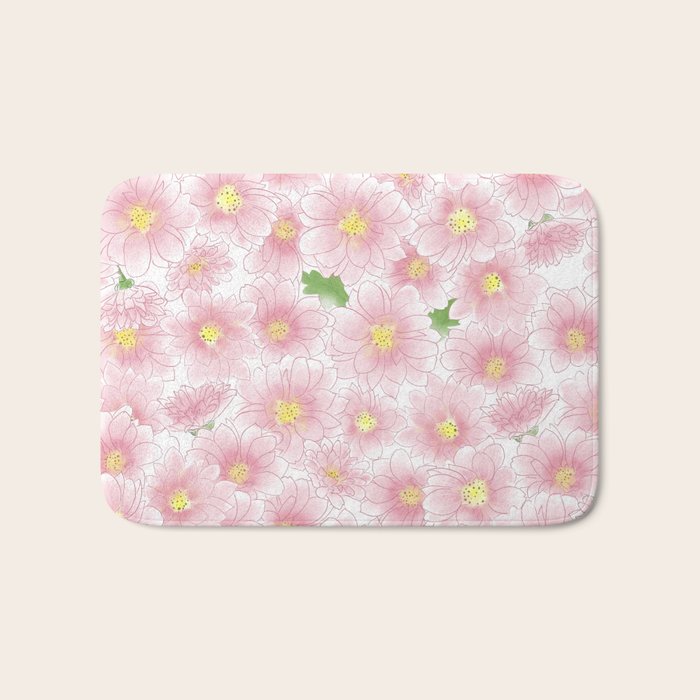 Chrysanthemum Watercolor  Bath Mat Gallery Image 1