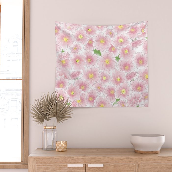 Chrysanthemum Watercolor  Wall Tapestry Gallery Image 2