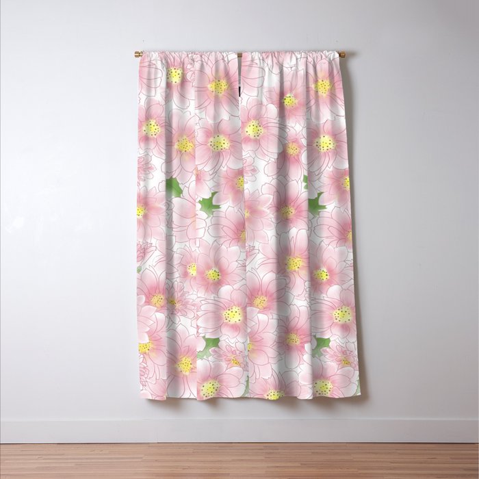 Chrysanthemum Watercolor  Window Curtain Gallery Image 3