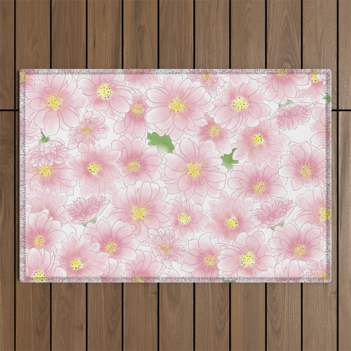 Chrysanthemum Watercolor  Outdoor Rug Gallery Image 1
