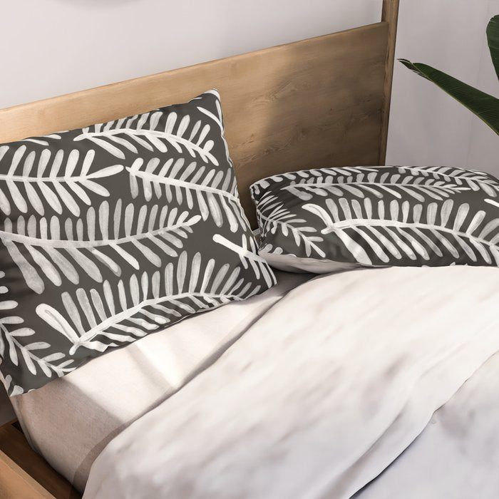 Modern Fronds - White on Black Palette Pillow Sham Gallery Image 2