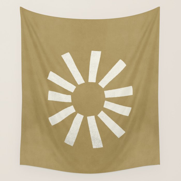 Sun Line Minimalist - Gold Beige Wall Tapestry Gallery Image 4
