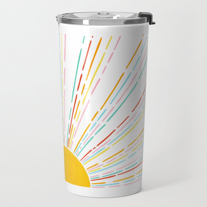 Retro Sunburst: Rainbow Edition Travel Mug Gallery Image 2