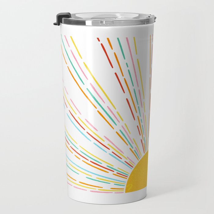 Retro Sunburst: Rainbow Edition Travel Mug Gallery Image 3