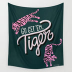 Go Get 'Em Tiger - Teal Wall Tapestry Gallery Image 4