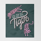 Go Get 'Em Tiger - Teal Throw Blanket Gallery Image 2