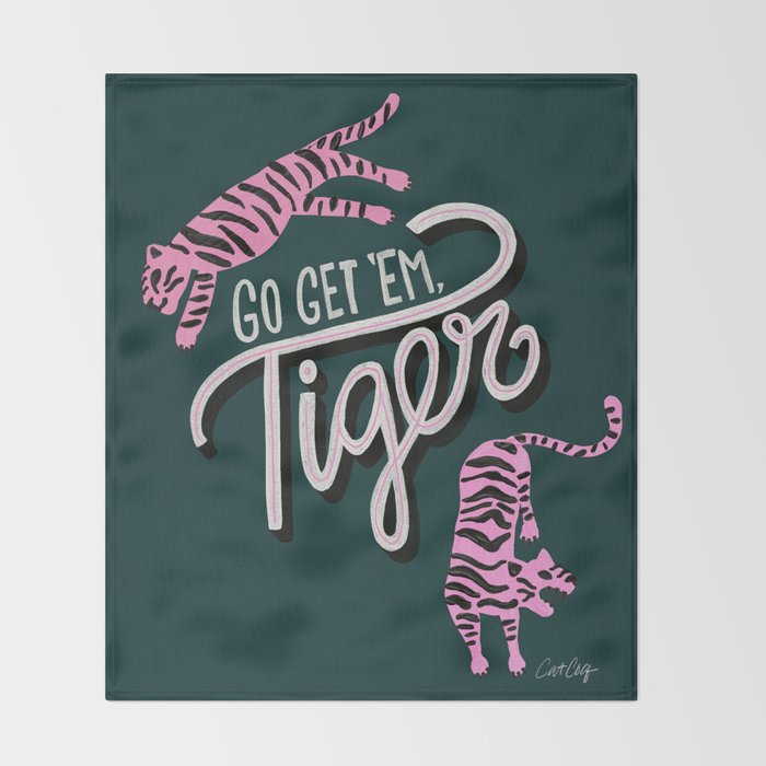 Go Get 'Em Tiger - Teal Throw Blanket Gallery Image 2
