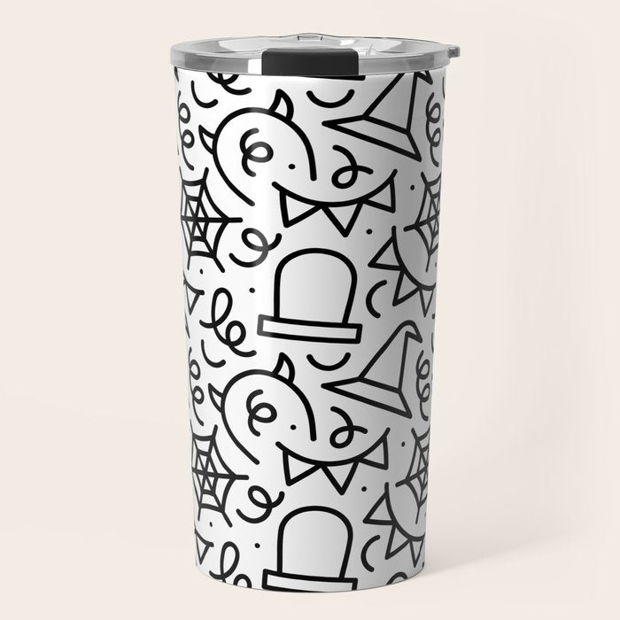 Fun halloween cartoon doodle art pattern Travel Mug Gallery Image 1