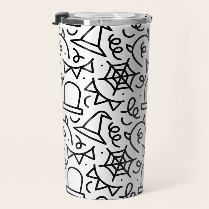 Fun halloween cartoon doodle art pattern Travel Mug Gallery Image 3