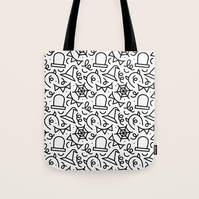 Fun halloween cartoon doodle art pattern Tote Bag Gallery Image 1