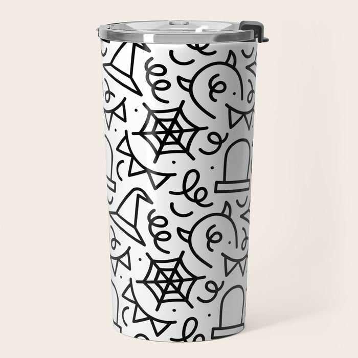 Fun halloween cartoon doodle art pattern Travel Mug Gallery Image 2