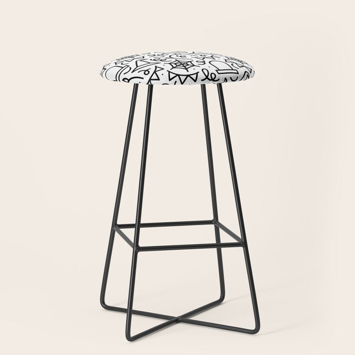 Fun halloween cartoon doodle art pattern Stool Gallery Image 1