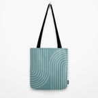 Minimal Line Curvature LXXXVI Beachy Teal Mid Century Modern Arch Abstract Tote Bag Gallery Image 2