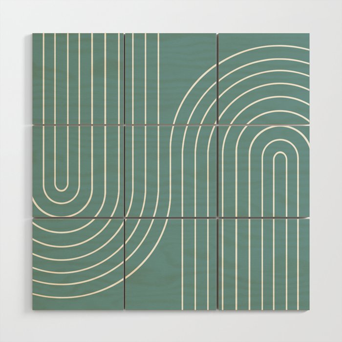 Minimal Line Curvature LXXXVI Beachy Teal Mid Century Modern Arch Abstract Wood Wall Art Gallery Image 1