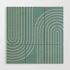 Minimal Line Curvature LXXXVI Beachy Teal Mid Century Modern Arch Abstract Wood Wall Art Gallery Image 1