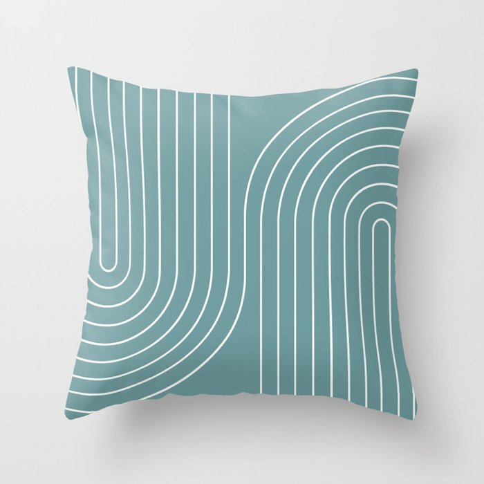 Minimal Line Curvature LXXXVI Beachy Teal Mid Century Modern Arch Abstract Throw Pillow Gallery Image 6