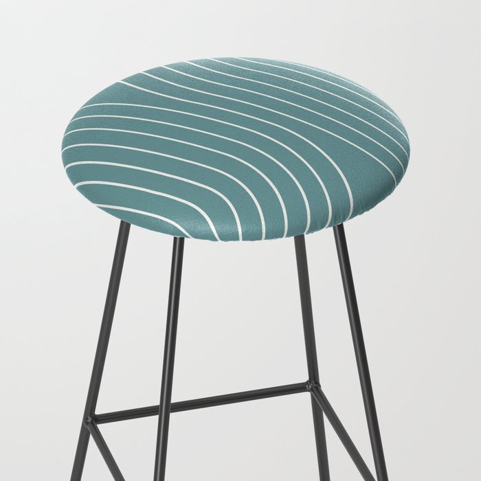 Minimal Line Curvature LXXXVI Beachy Teal Mid Century Modern Arch Abstract Stool Gallery Image 2