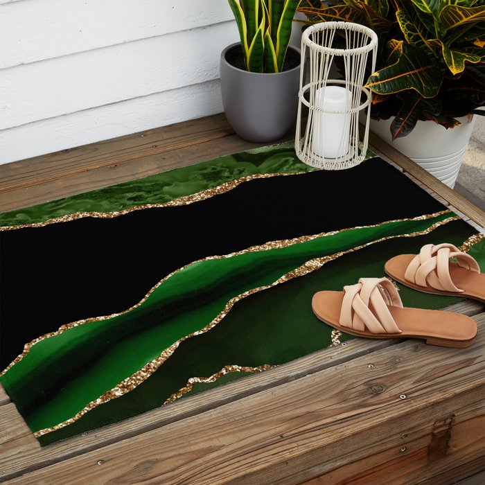 Emerald Marble Glamour Landscapes Outdoor Rug Gallery Image 2