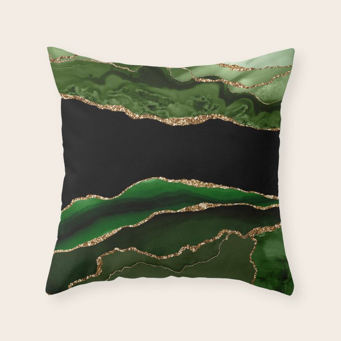 Emerald Marble Glamour Landscapes Throw Pillow Gallery Image 6
