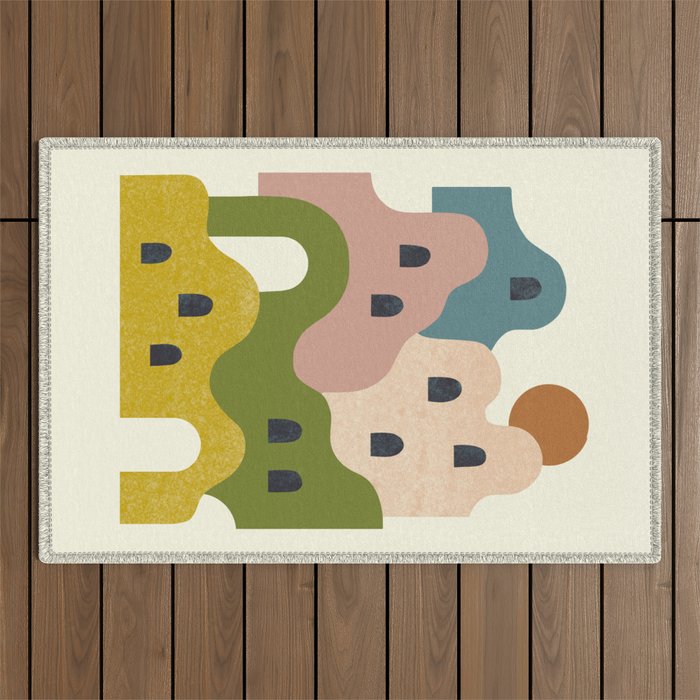 Adobe Village at Sunset Outdoor Rug Gallery Image 1