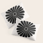 Retro Daisy Abstract I Black and White Bold Floral Pillow Sham Gallery Image 3